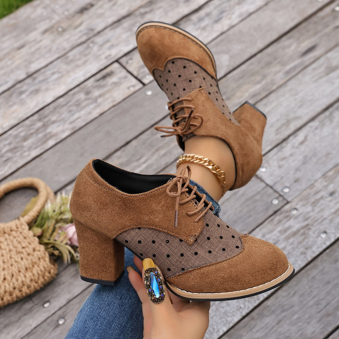 Polka Dot Lace-Up Heels