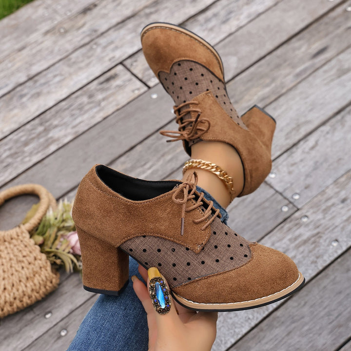 Polka Dot Lace-Up Heels