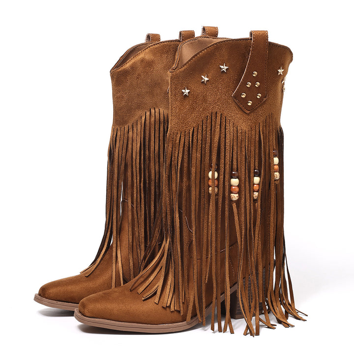 Western Fringe Suede Boots