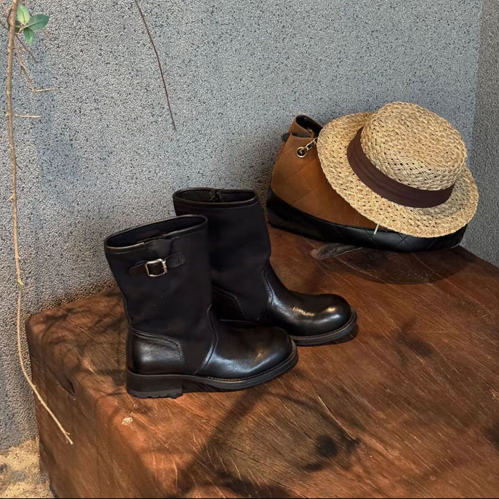 Vintage Two-Tone Mid-Calf Boots