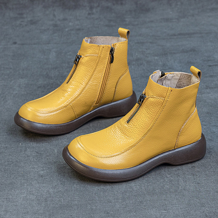 Front Zip Comfort Ankle Boots