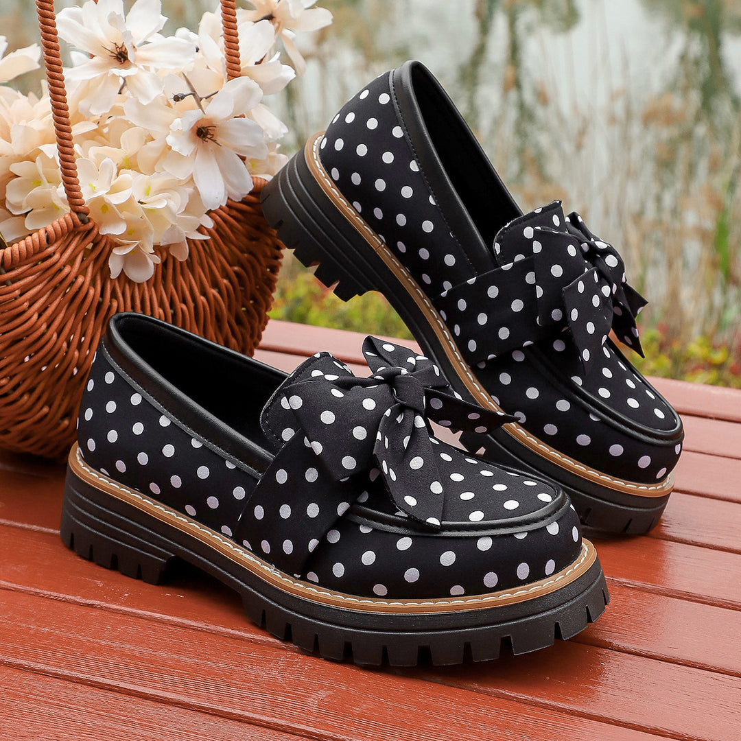 Polka Dot Bow Chunky Loafers