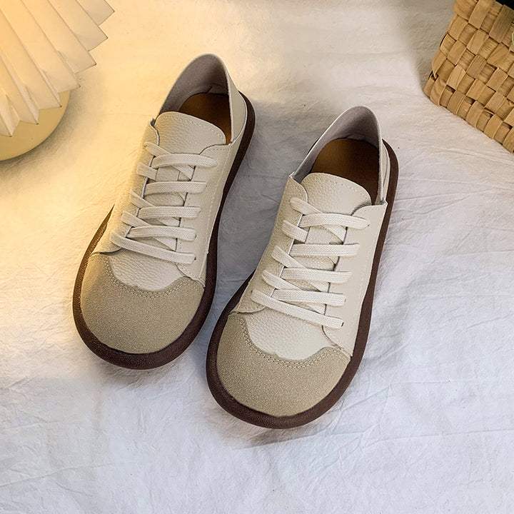 Retro Colorblock Lace-Up Casual Sneakers