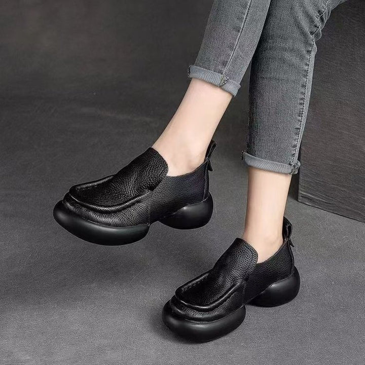 Soft Leather Platform Slip-On Loafers