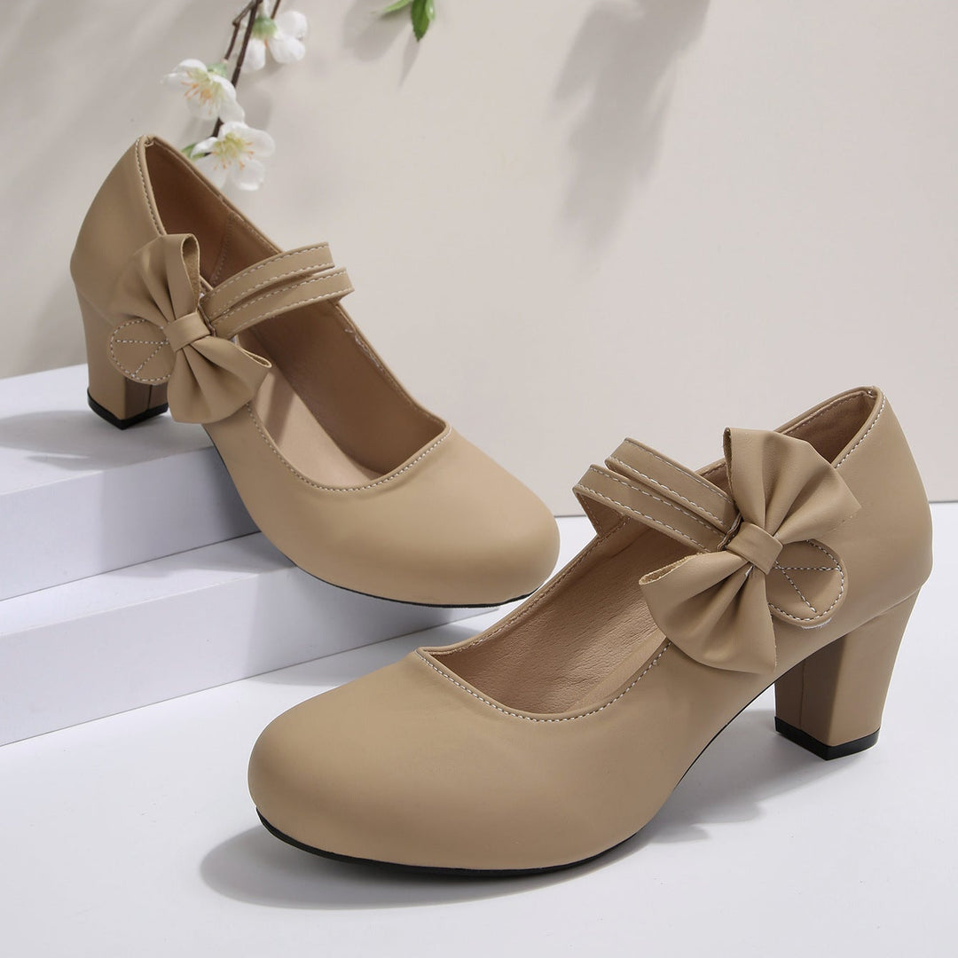 Bow Accent Block Heel Mary Janes