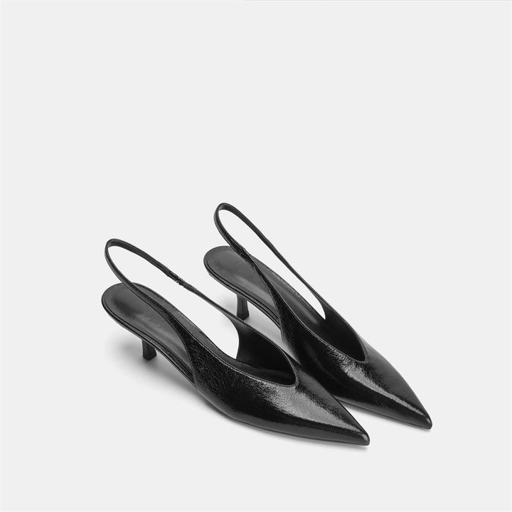 Metallic Pointed Toe Slingback Heels