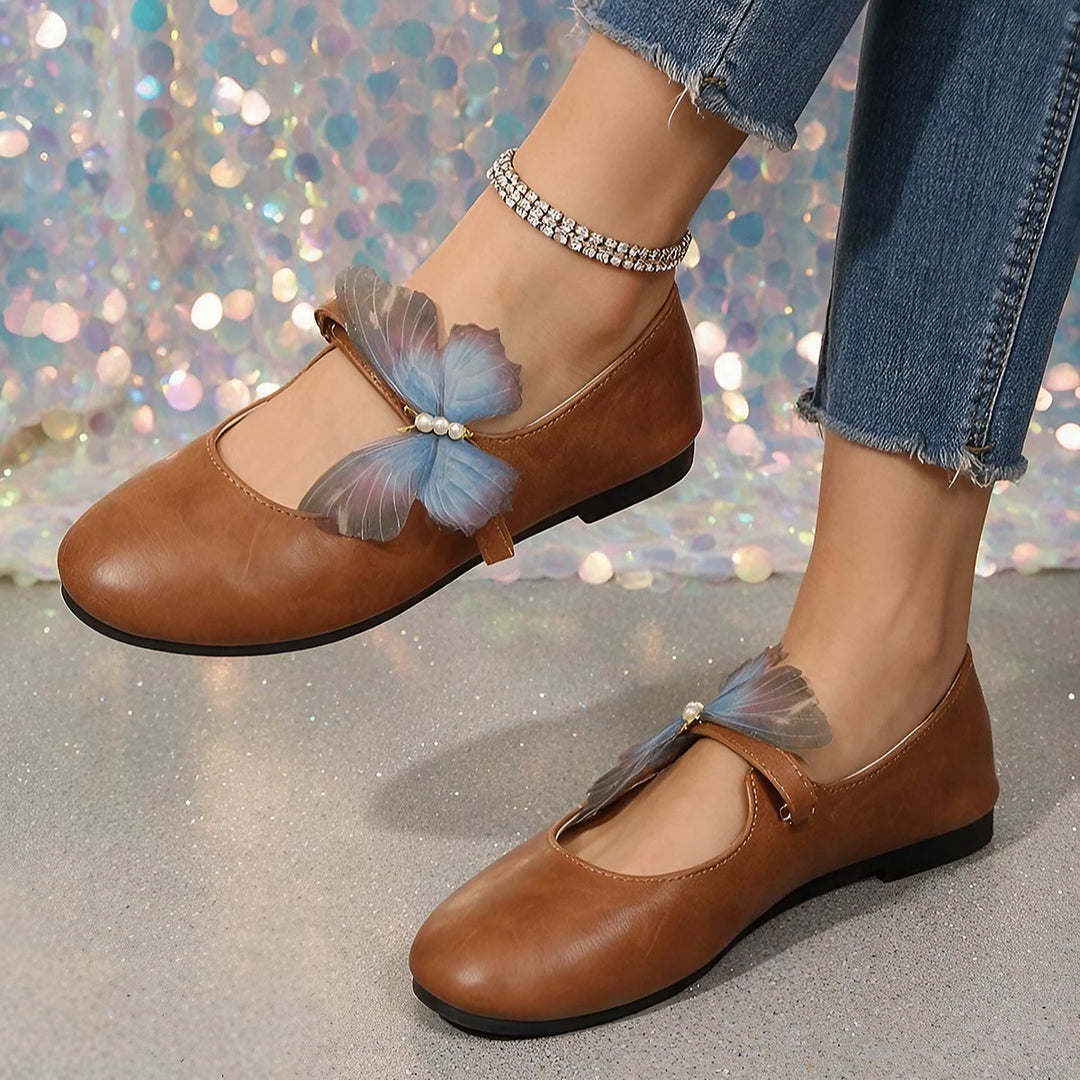 Butterfly Accent Mary Jane Flats