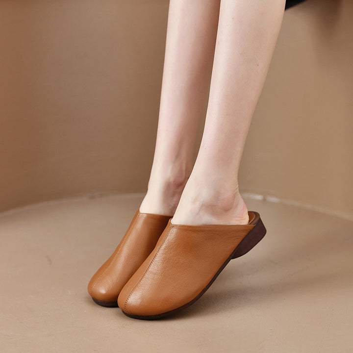 Soft Leather Slip-On Mules