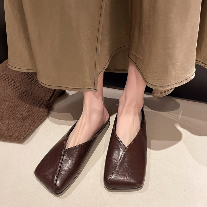 Elegant Square Toe Mule Flats