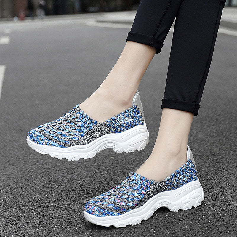 Colorful Woven Platform Slip-On Sneakers