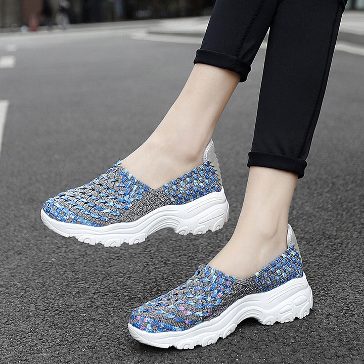 Colorful Woven Platform Slip-On Sneakers