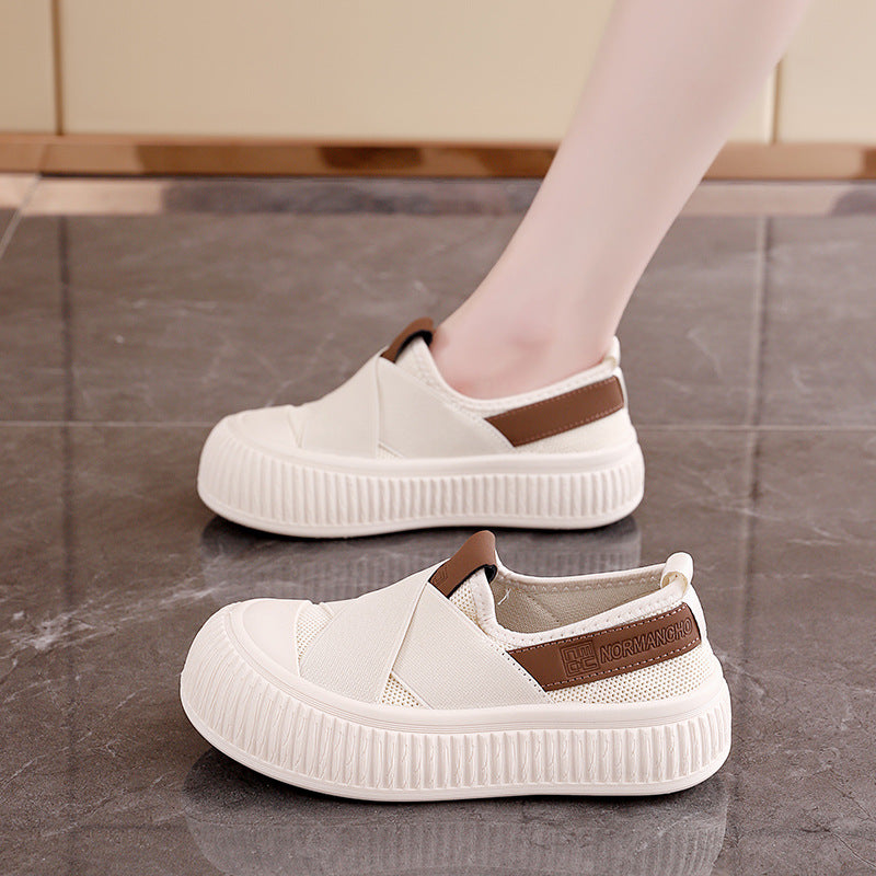 Black Cross-Strap Platform Slip-On Sneakers