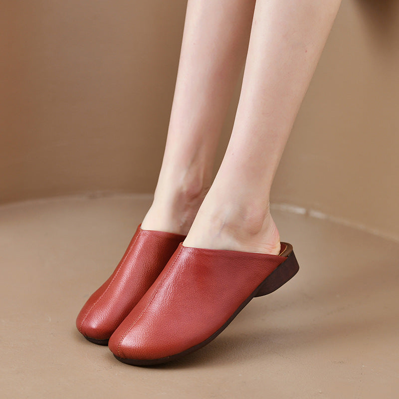 Soft Leather Slip-On Mules