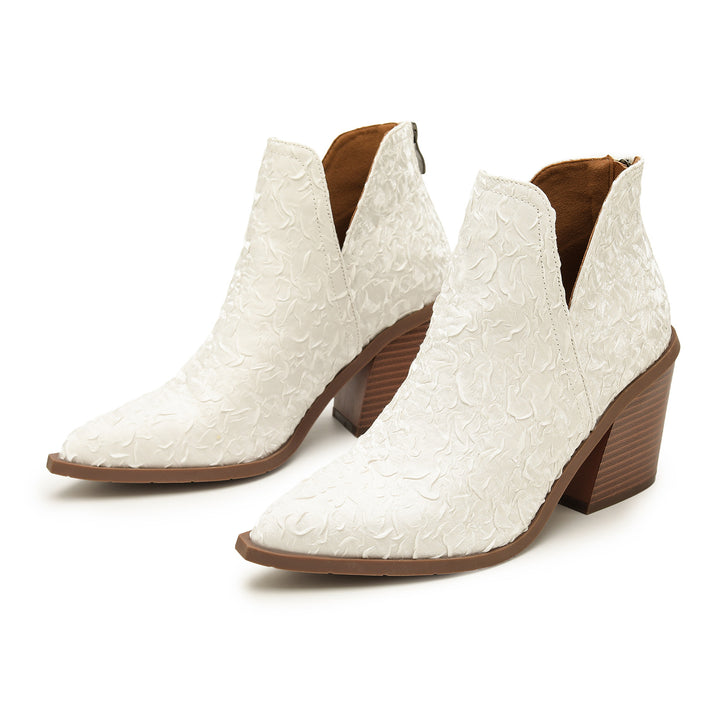 Textured Western Ankle Boots
