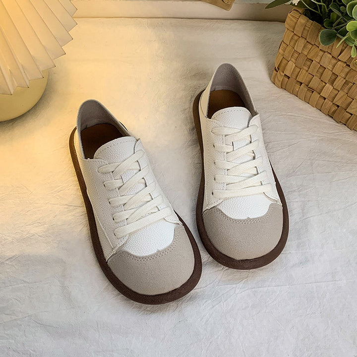 Retro Colorblock Lace-Up Casual Sneakers