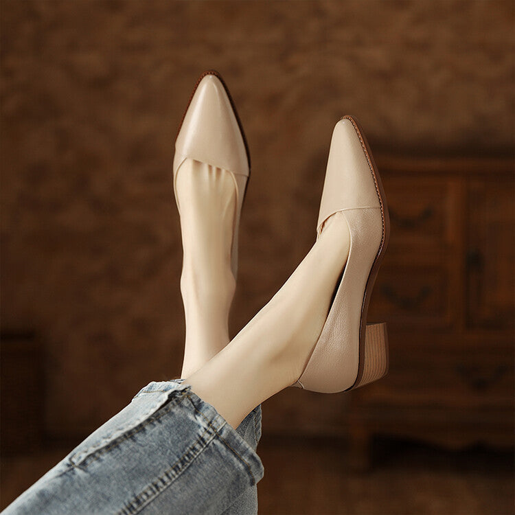Elegant Pointed Toe Low Heel Pumps