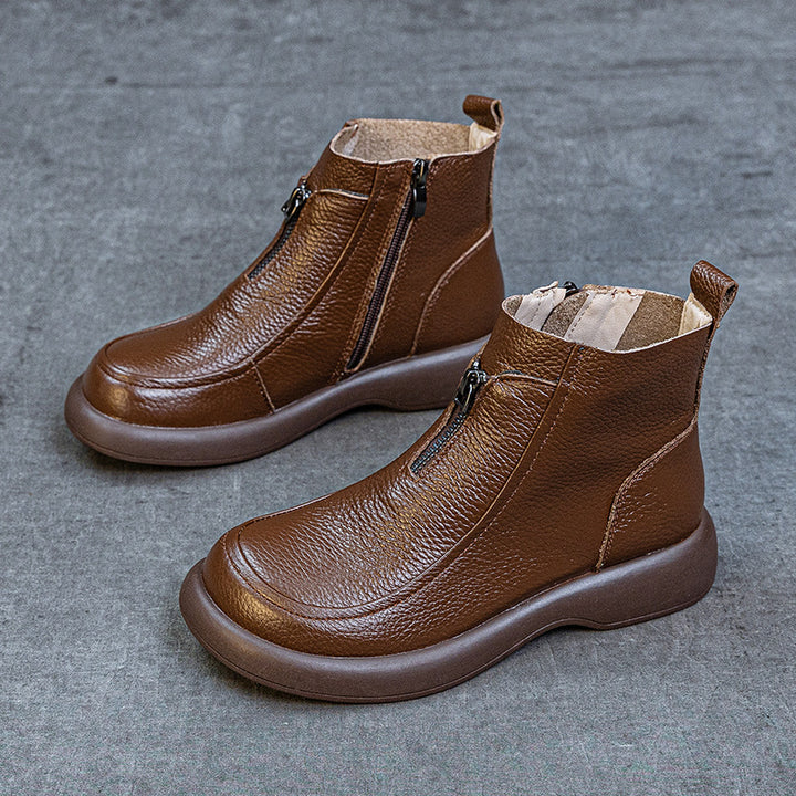 Front Zip Comfort Ankle Boots