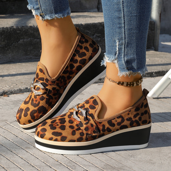 Leopard Print Wedge Loafers