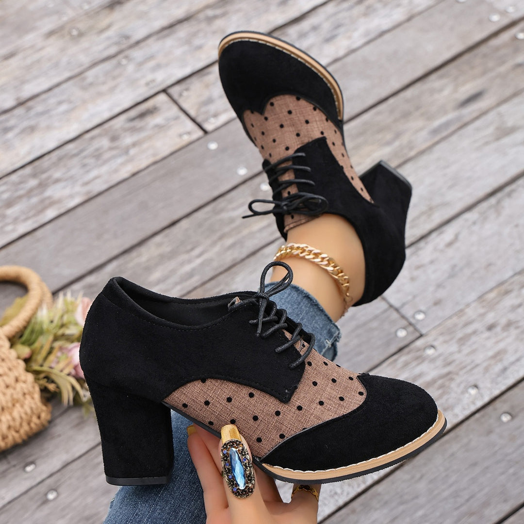 Polka Dot Lace-Up Heels