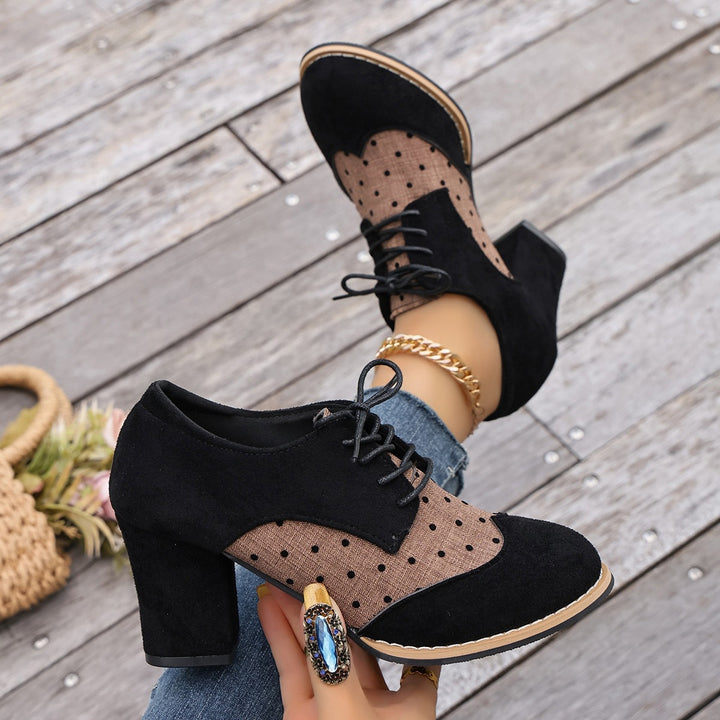 Polka Dot Lace-Up Heels