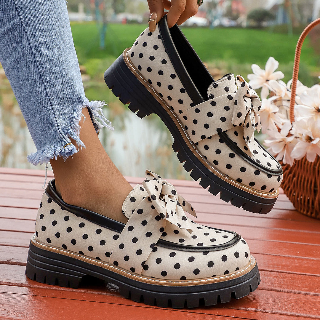 Polka Dot Bow Chunky Loafers