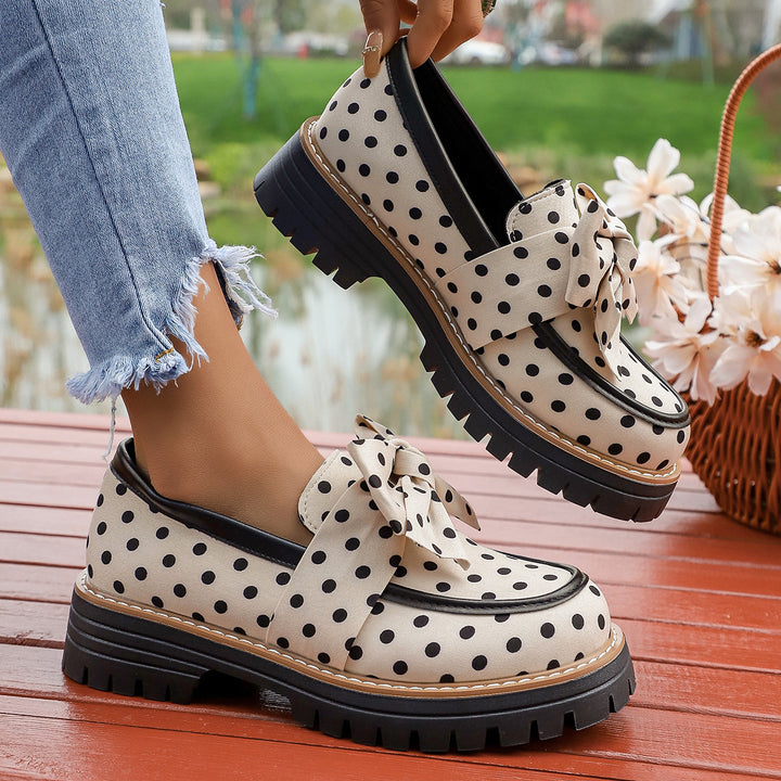 Polka Dot Bow Chunky Loafers
