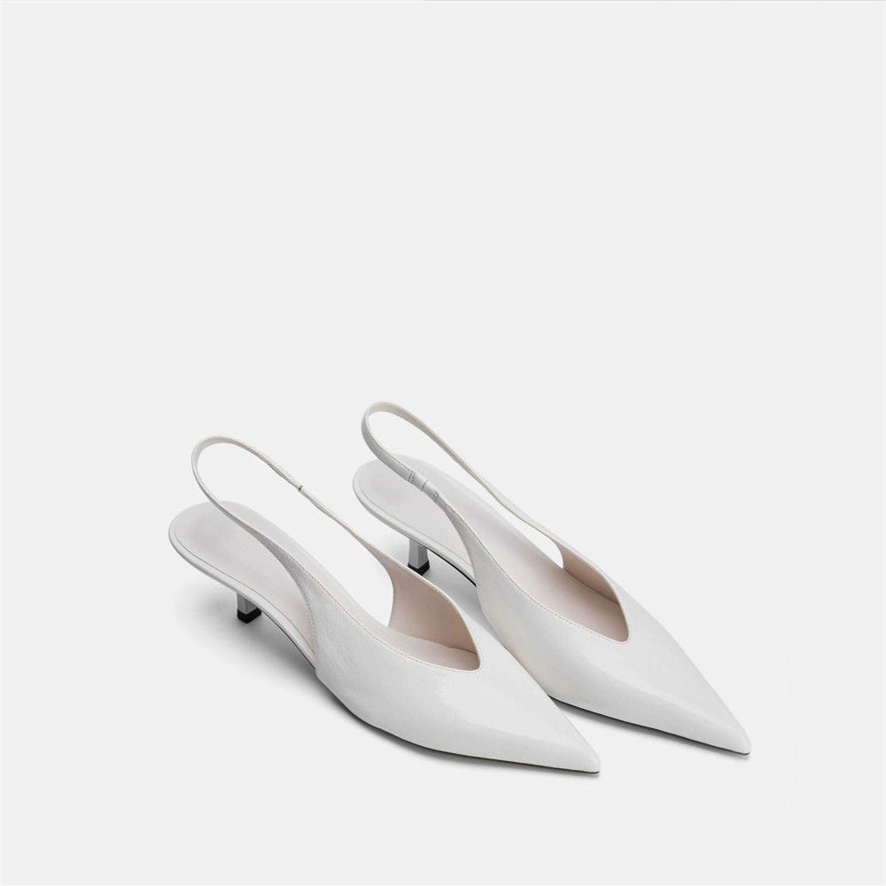 Metallic Pointed Toe Slingback Heels