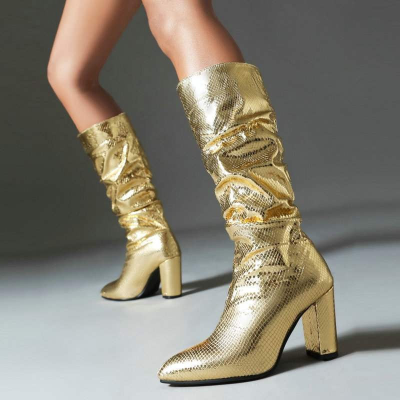 Metallic Slouchy Boots