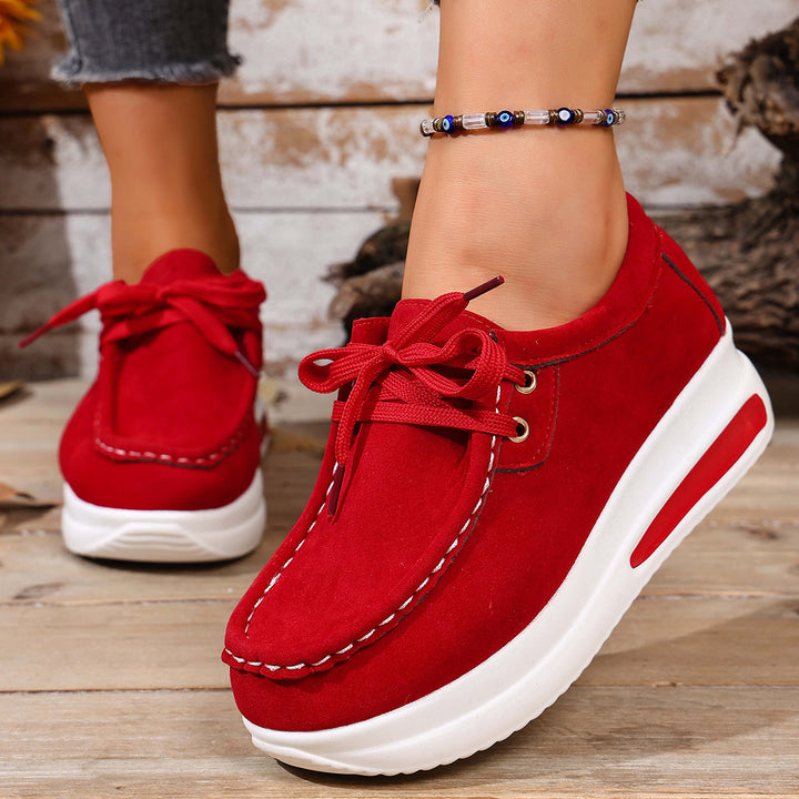 Suede Platform Lace-Up Walking Shoes