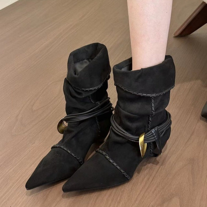 Vintage Suede Pointed Toe Boots