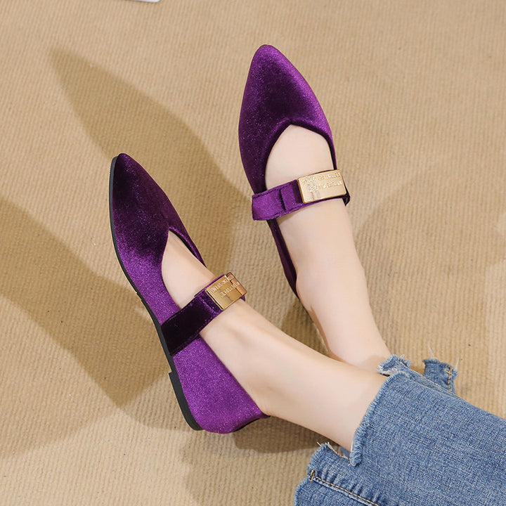 Purple Velvet Mary Jane Flats