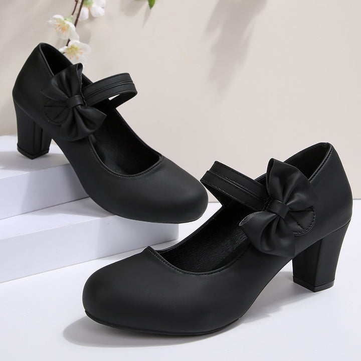 Bow Accent Block Heel Mary Janes