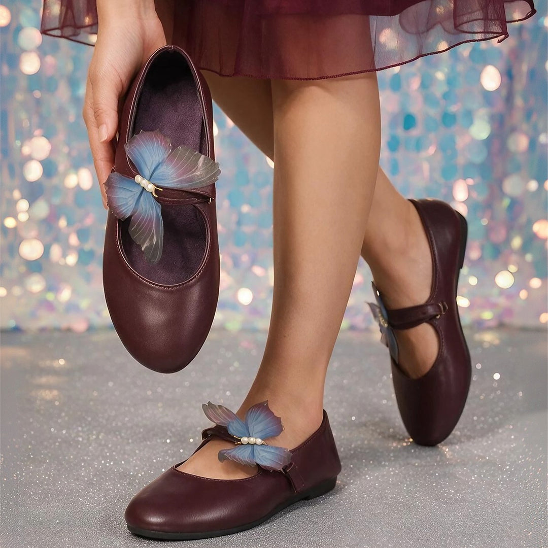 Butterfly Accent Mary Jane Flats