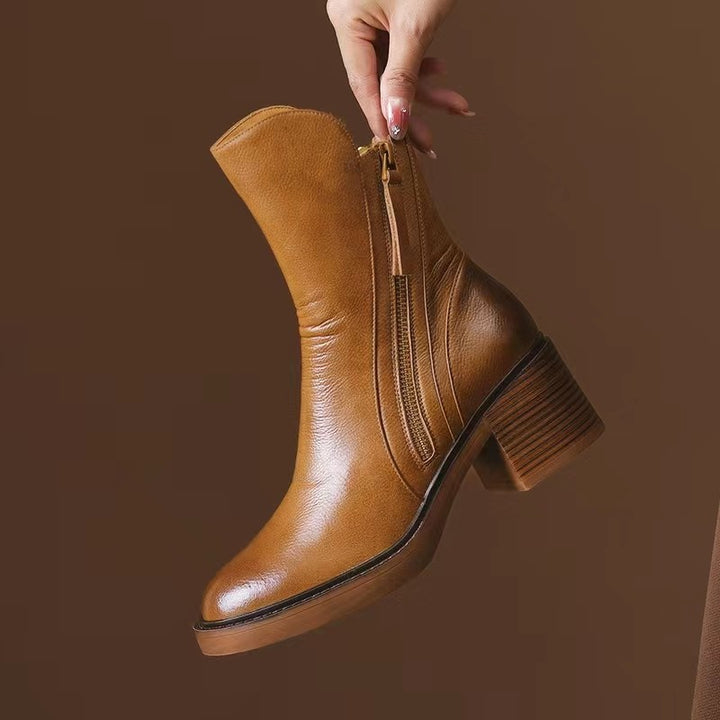 Classic Side Zip Block Heel Ankle Boots
