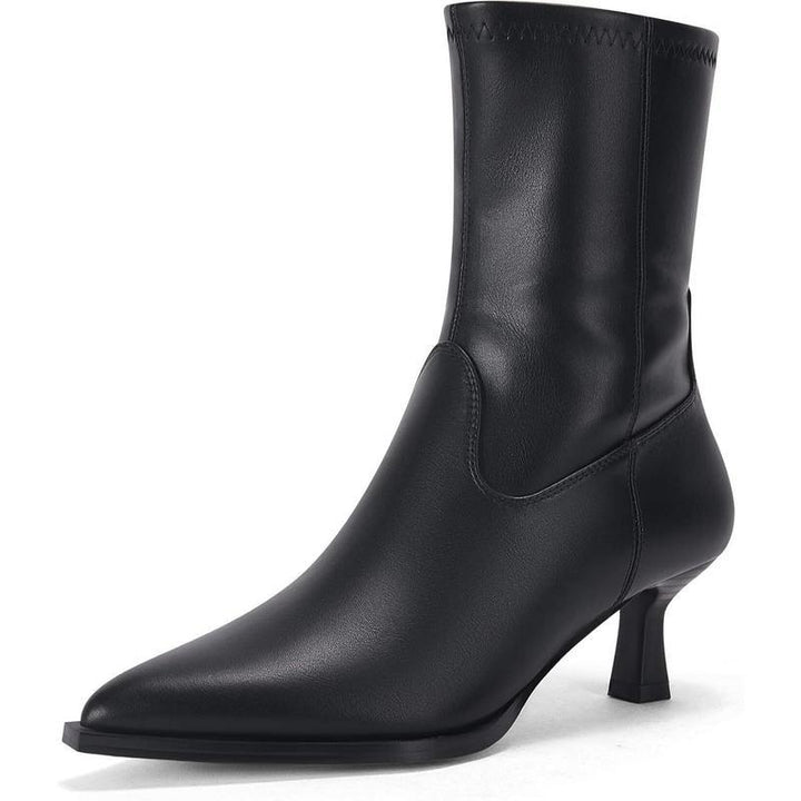 Pointed Toe Suede Stretch Ankle Boots