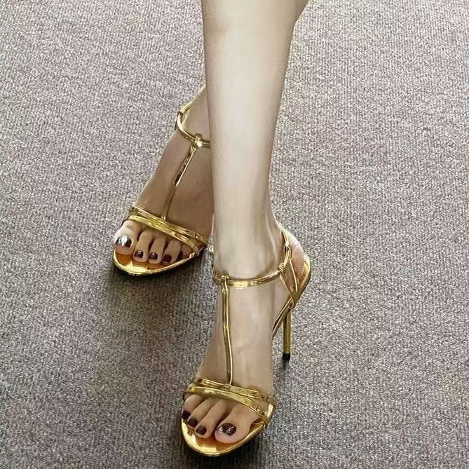 Leopard T-Strap Heeled Sandals