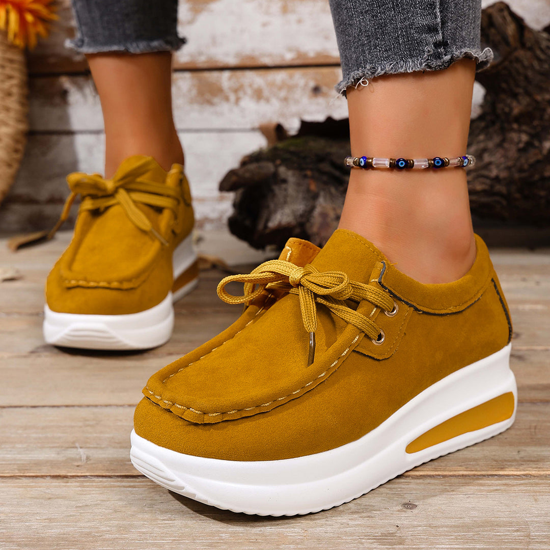 Suede Platform Lace-Up Walking Shoes