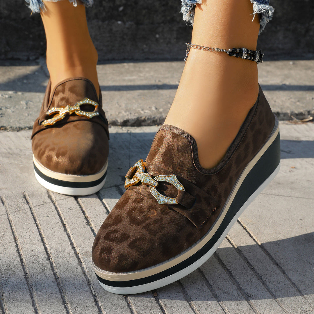 Leopard Print Wedge Loafers