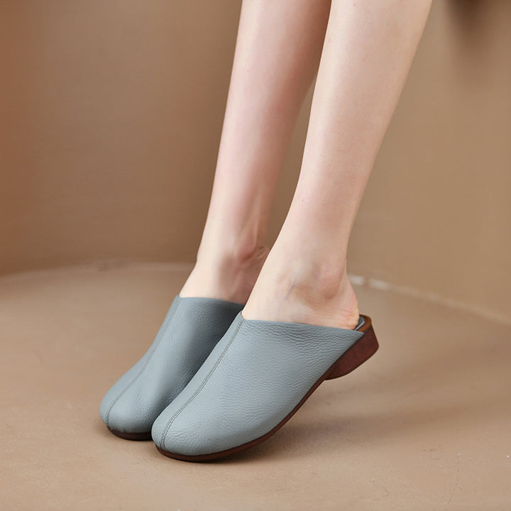 Soft Leather Slip-On Mules