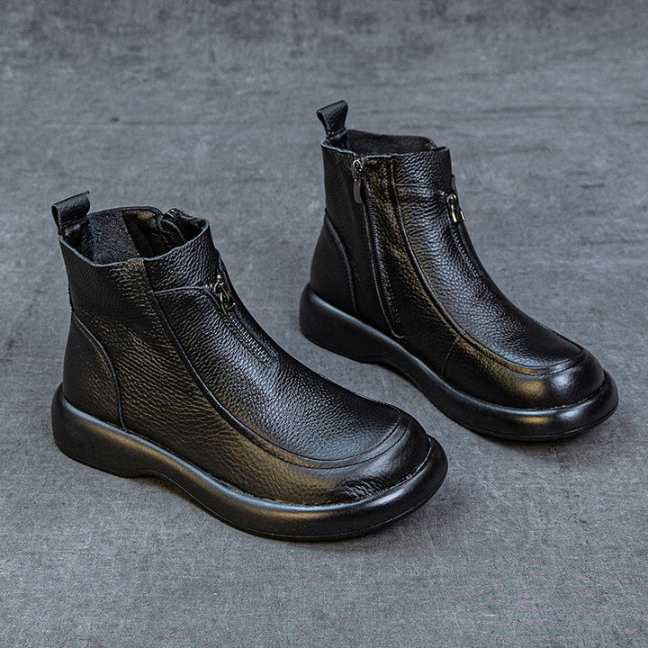Front Zip Comfort Ankle Boots