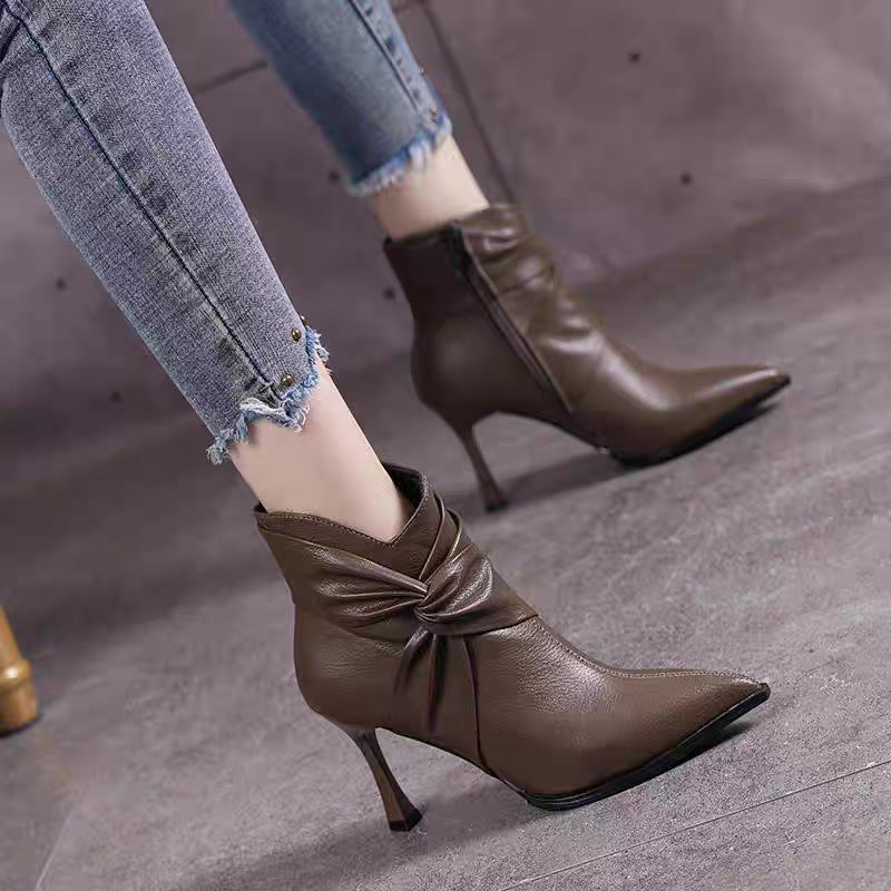 Twist Pointed Toe Ankle Boots