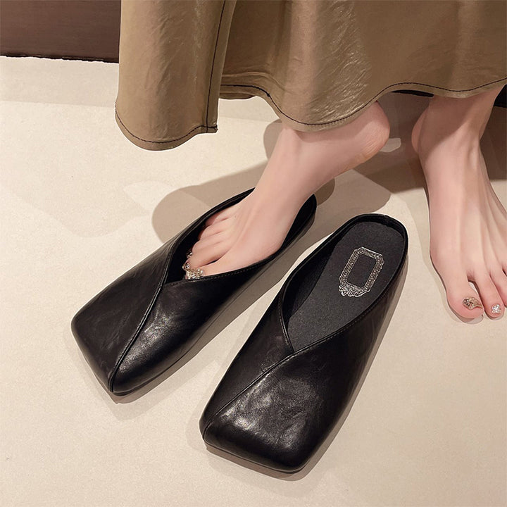 Elegant Square Toe Mule Flats