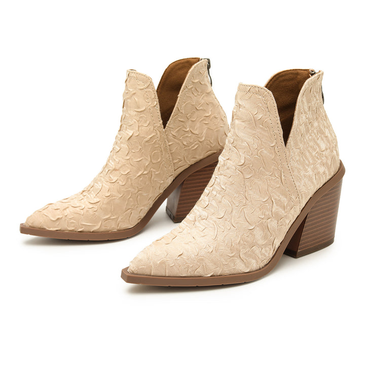 Textured Western Ankle Boots