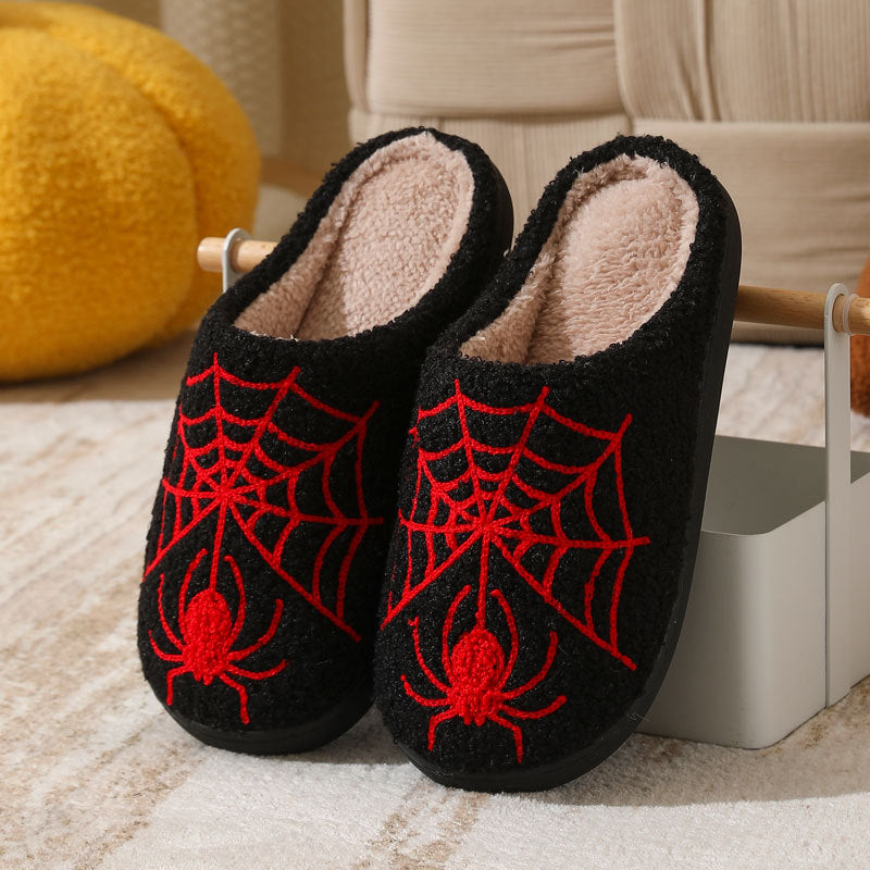Halloween Pumpkin Plush Slip-On Slippers