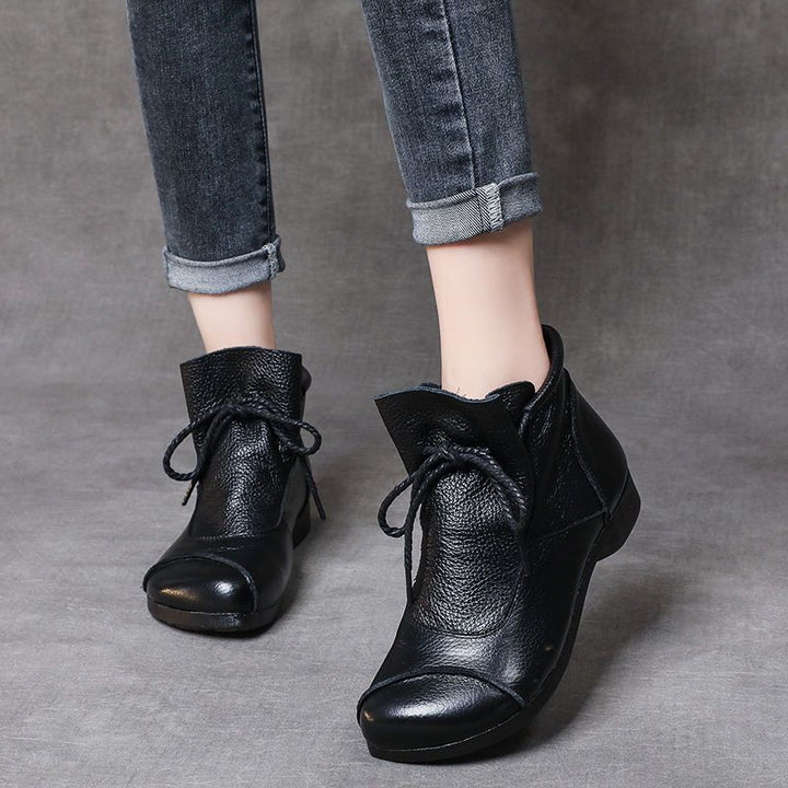 Vintage Lace-Up Wedge Ankle Boots