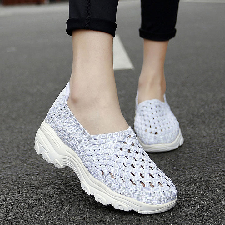 Colorful Woven Platform Slip-On Sneakers
