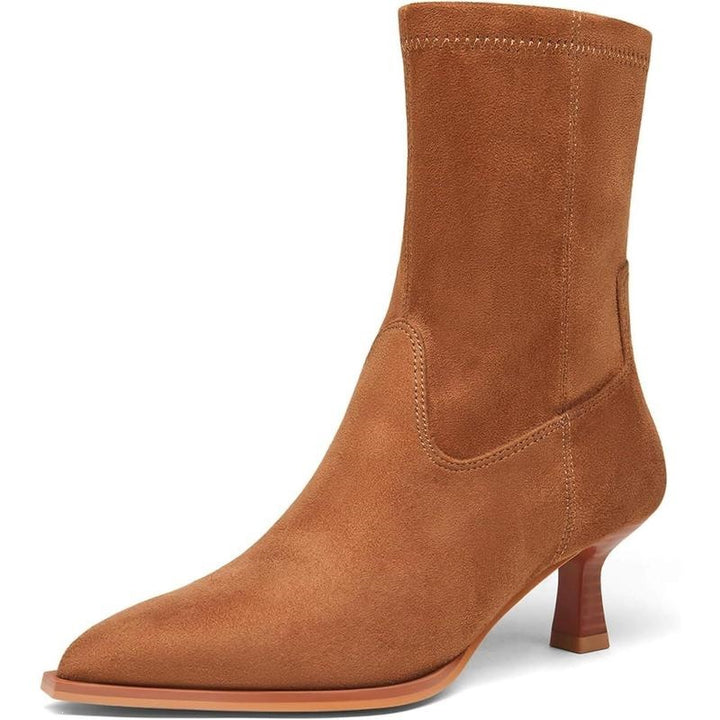 Pointed Toe Suede Stretch Ankle Boots