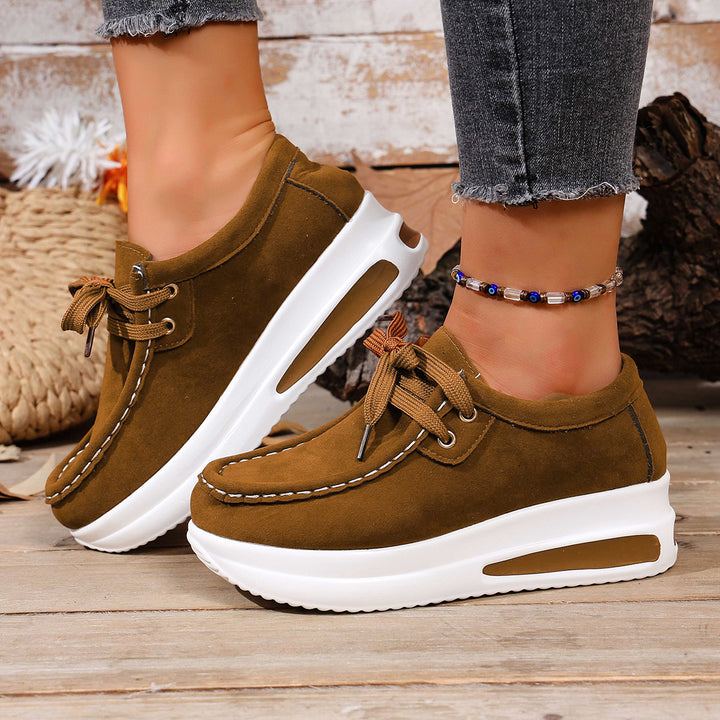 Suede Platform Lace-Up Walking Shoes