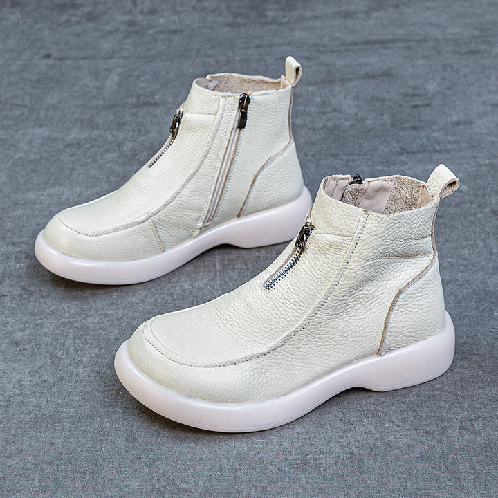 Front Zip Comfort Ankle Boots