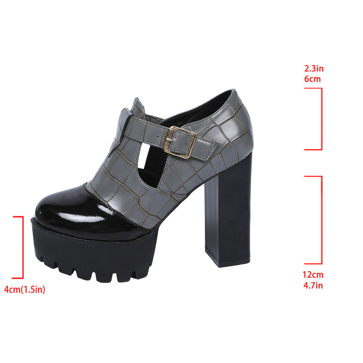 Two-Tone Platform Block Heel Pumps